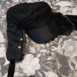 Snow Hat - faux fur lined with removable face warmer WARM